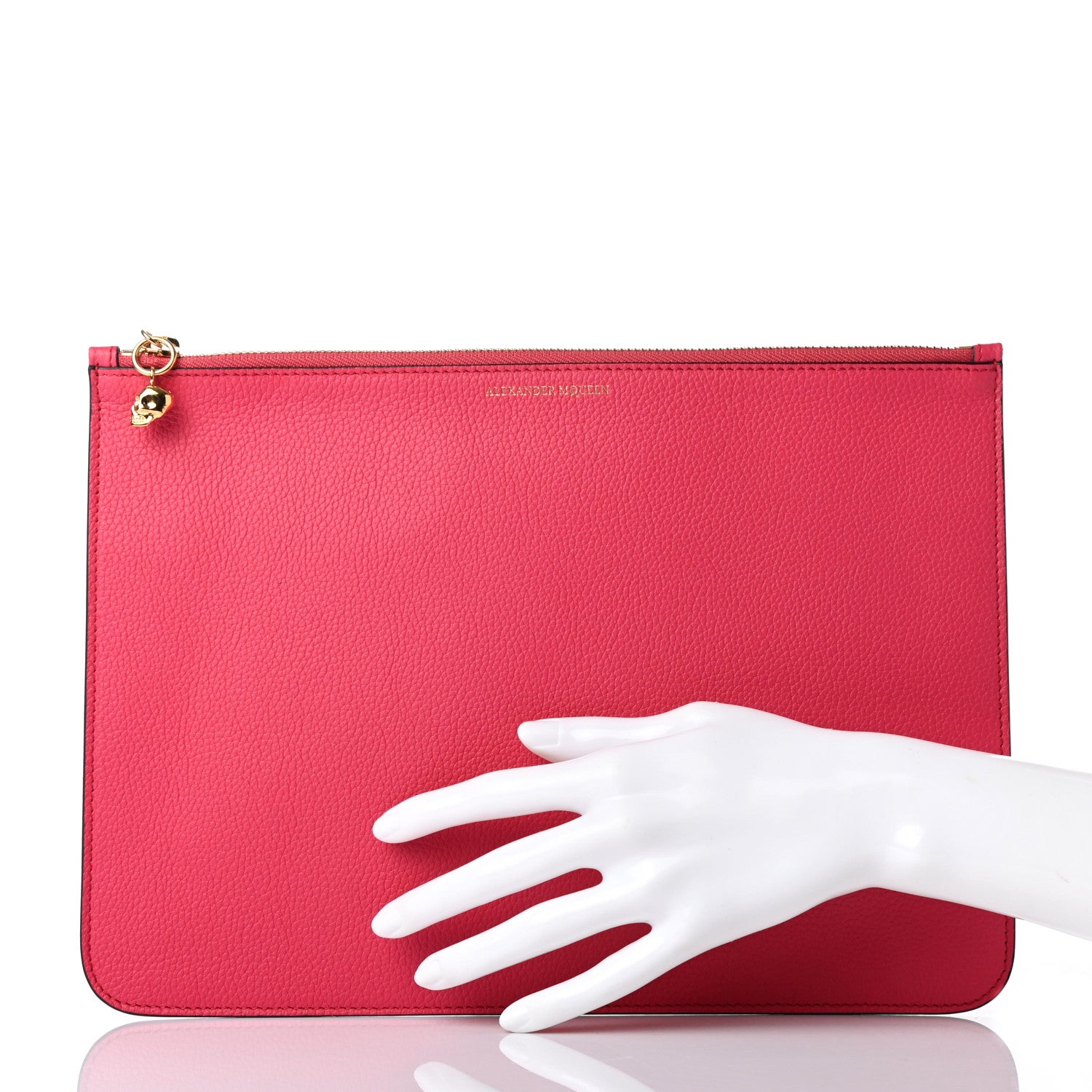 Alexander McQueen Calfskin Skull Zip Pouch Fuchsia 2 of 8
