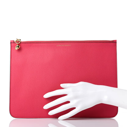 Alexander McQueen Calfskin Skull Zip Pouch Fuchsia 2 of 8