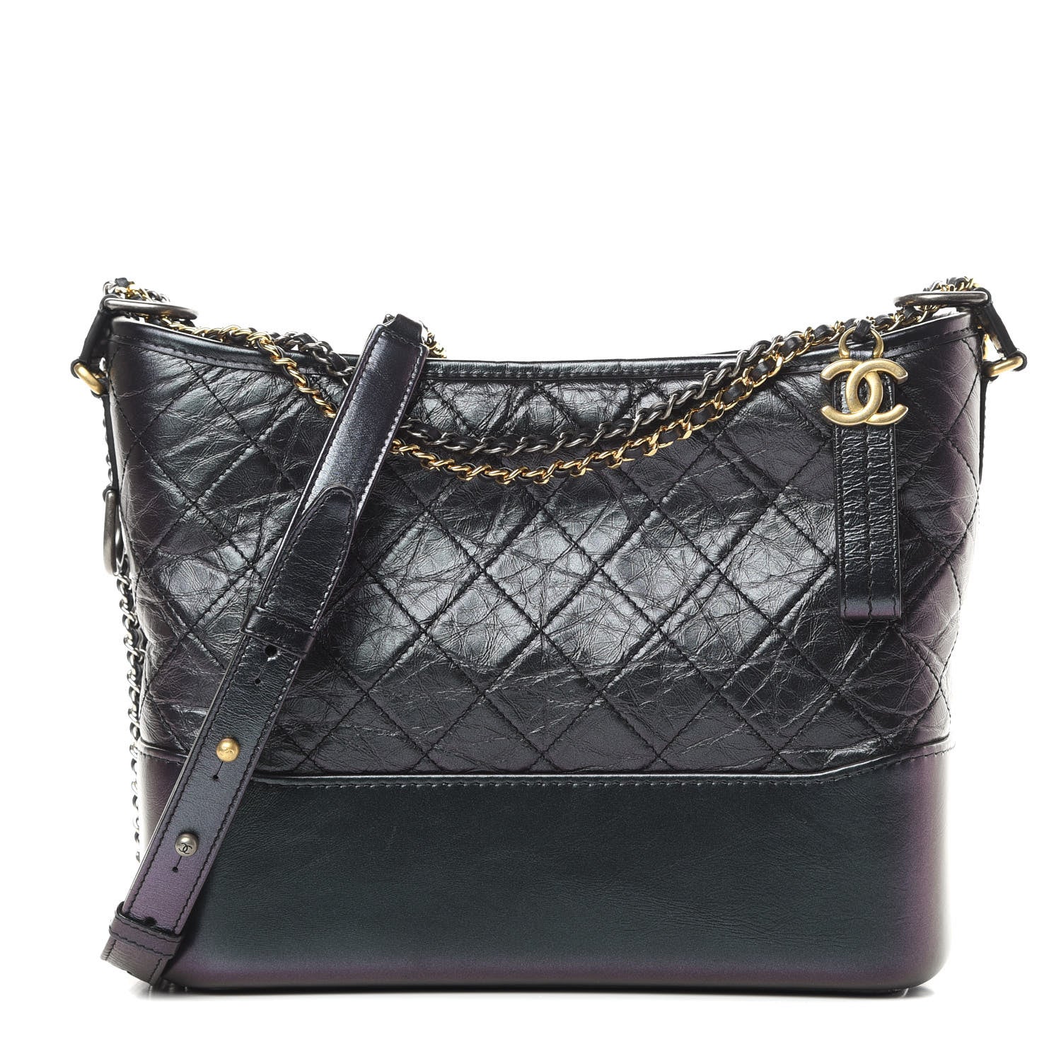 Chanel Iridescent Aged Calfskin Quilted Medium Gabrielle Hobo Black 1 of 11