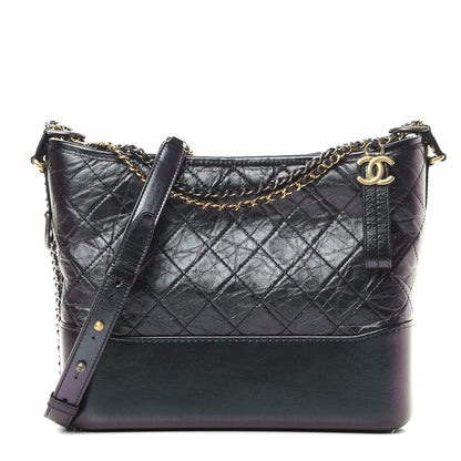 Chanel Iridescent Aged Calfskin Quilted Medium Gabrielle Hobo Black 1 of 11