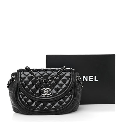 Chanel Lambskin Patent Classic Twist Crescent Flap Bag Black 11 of 11