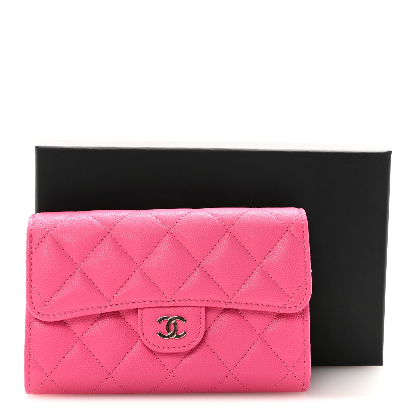 Caviar Quilted Medium Flap Wallet Pink