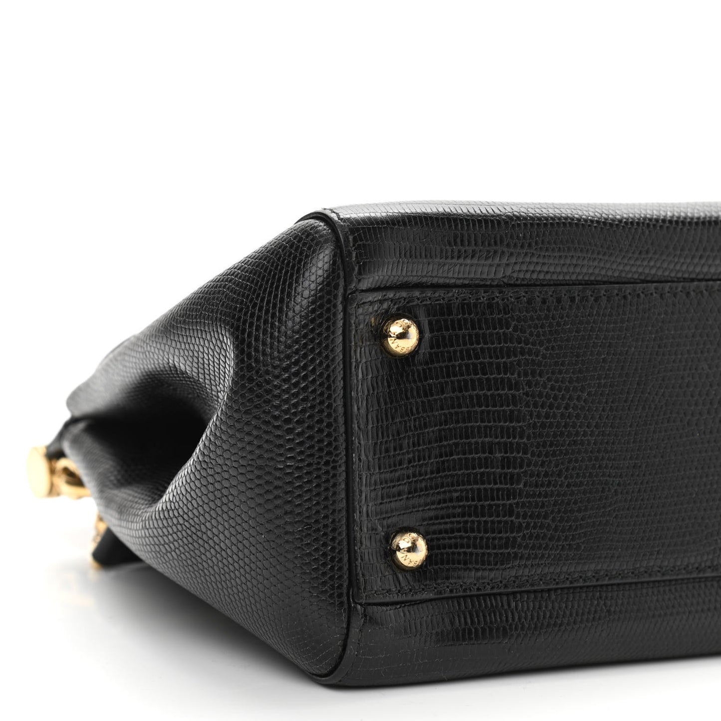 Iguana Calfskin Embossed Medium Miss Sicily Satchel Black