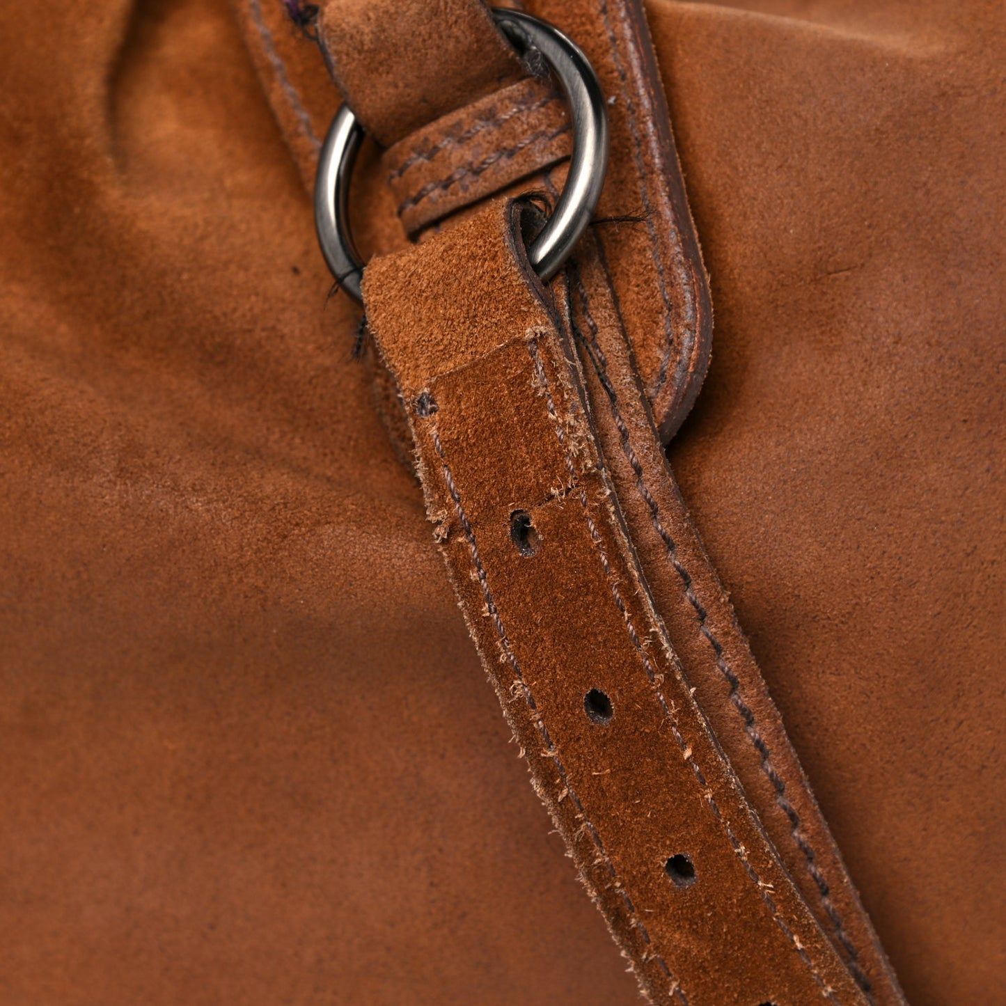 Suede Drawstring Tote Brown