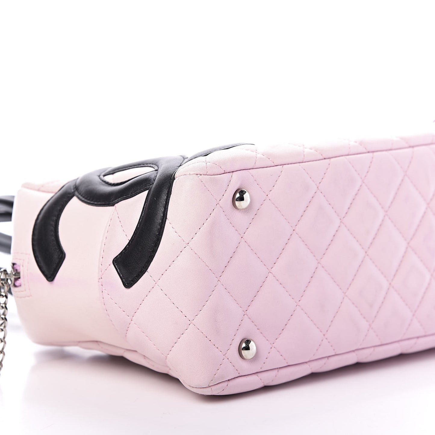 Calfskin Quilted Large Cambon Bowler Pink Black