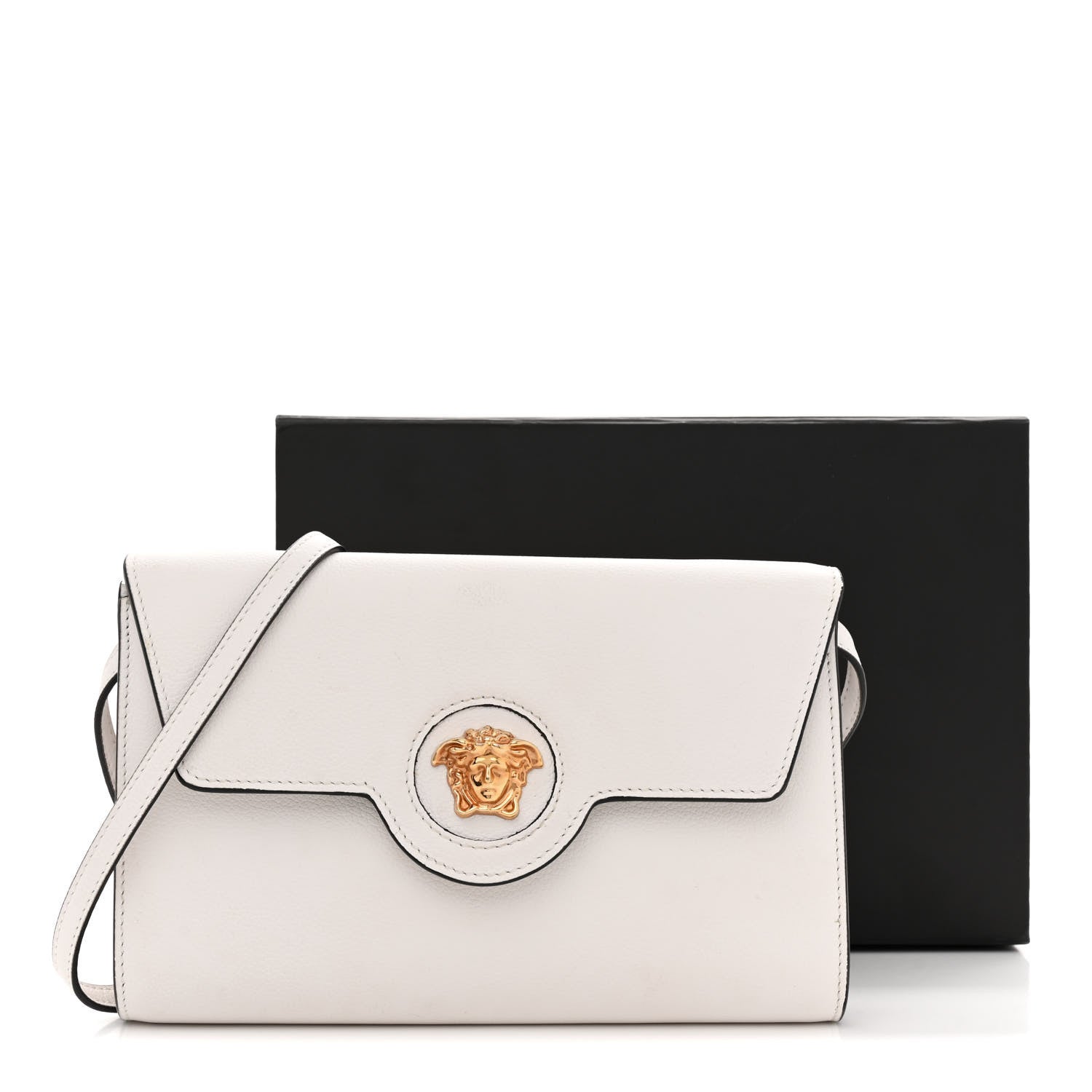 Versace Grained Calfskin La Medusa Crossbody Bag White 14 of 14
