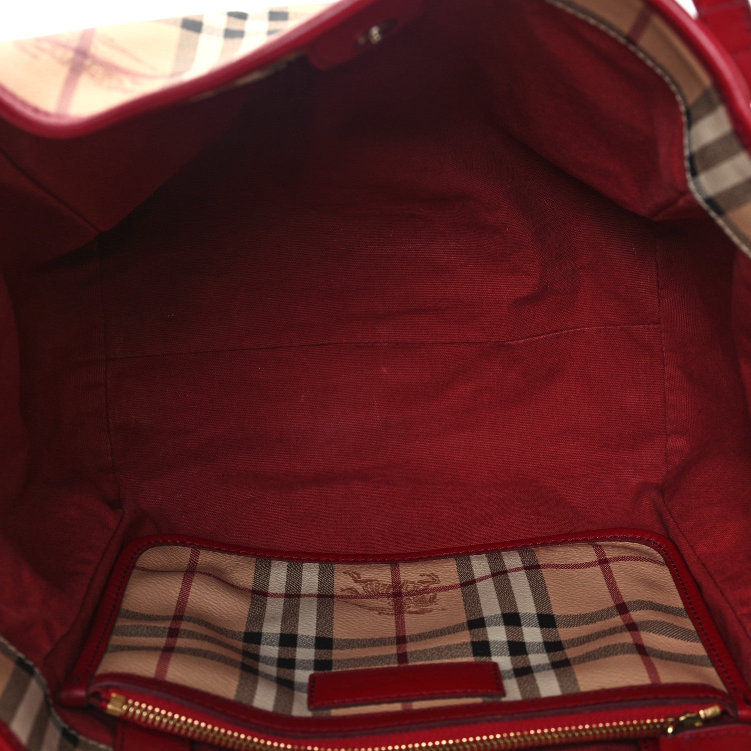 Burberry Haymarket Check Small Canterbury Tote Military Red 6 of 14