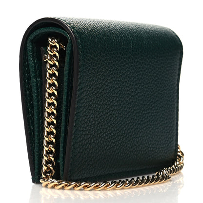Gucci Grainy Calfskin Zumi Chain Card Case Wallet Vintage Green 3 of 10