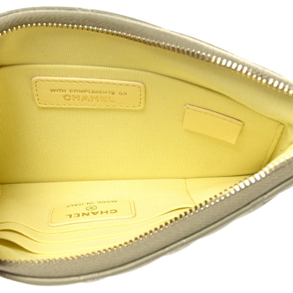 Chanel Lambskin Quilted Zipped Pouch Green Yellow 5 of 9