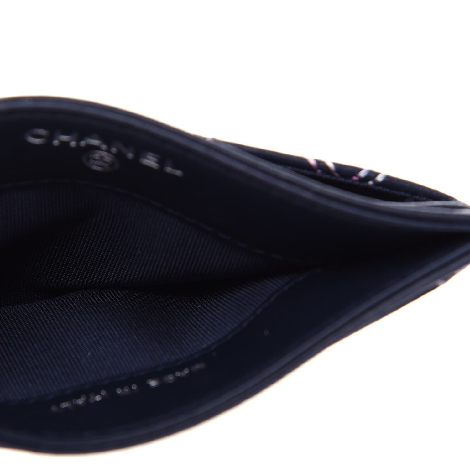 Chanel Lambskin Double Stitch Quilted Card Holder Navy Blue 5 of 9