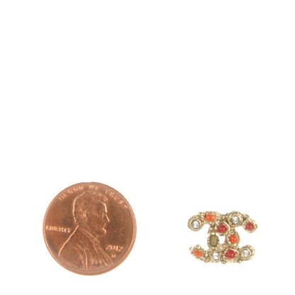 Chanel Gripoix Crystal CC Earrings Gold 2 of 5