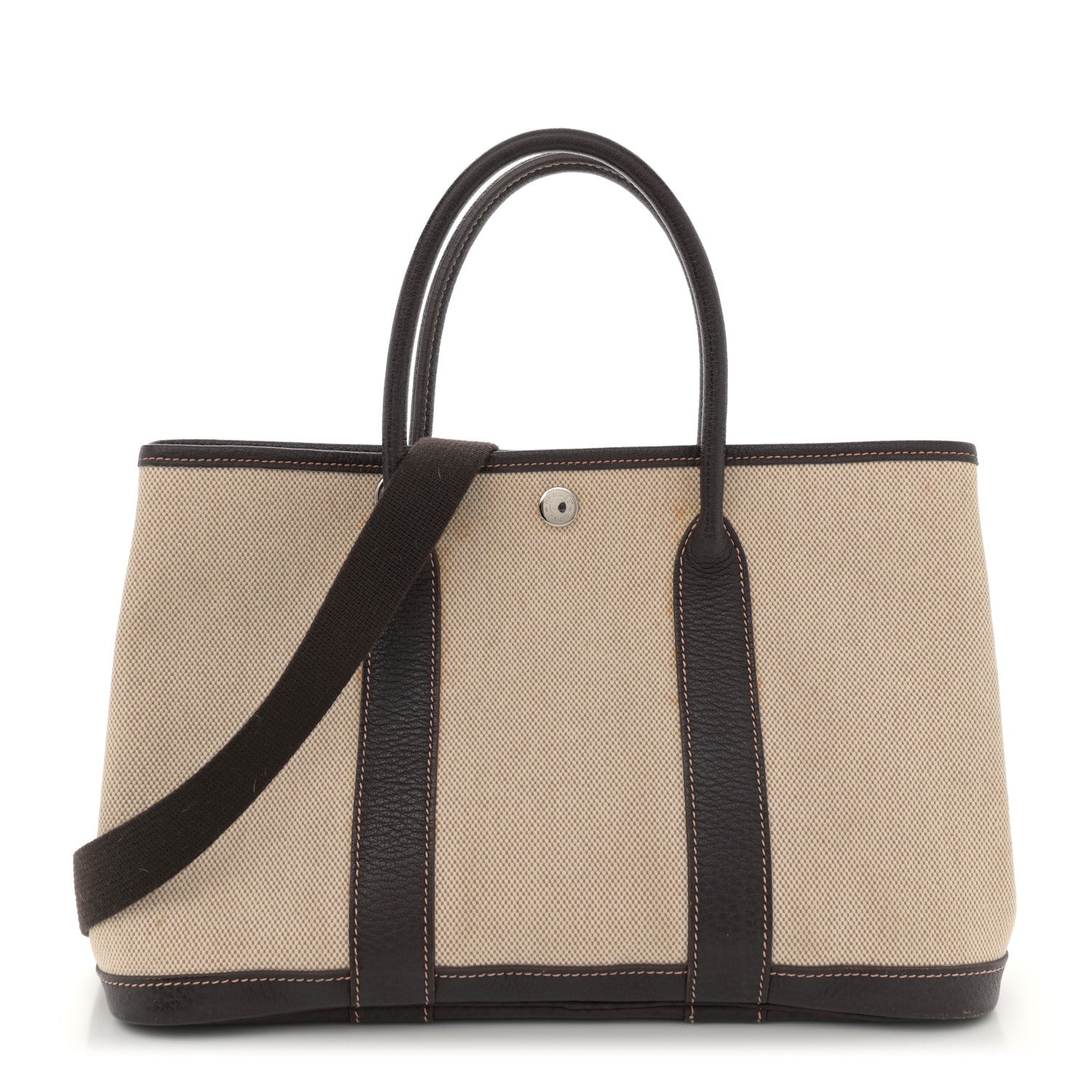 Hermes Buffle Skipper Toile Garden Party 30 TPM Marron Fonce 1 of 13