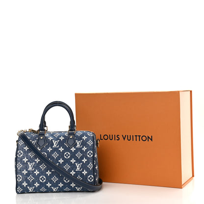 Louis Vuitton Monogram Jacquard Denim Speedy Bandouliere 25 Bleu 10 of 10