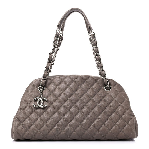 Caviar Medium Just Mademoiselle Bowling Bag Grey