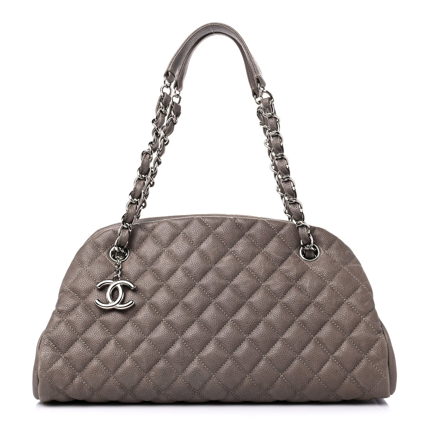 Caviar Medium Just Mademoiselle Bowling Bag Grey