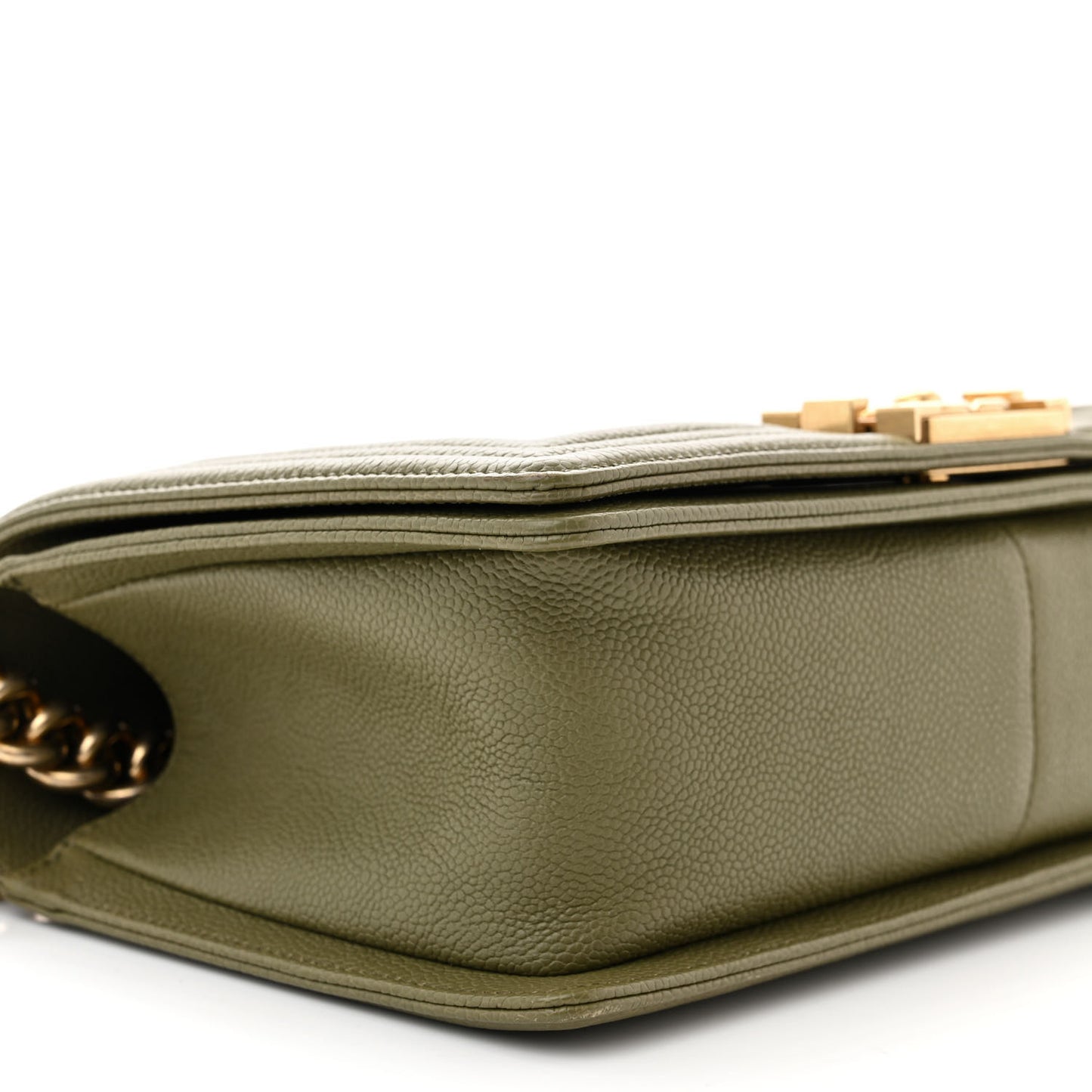 Caviar Quilted Medium Boy Flap Khaki
