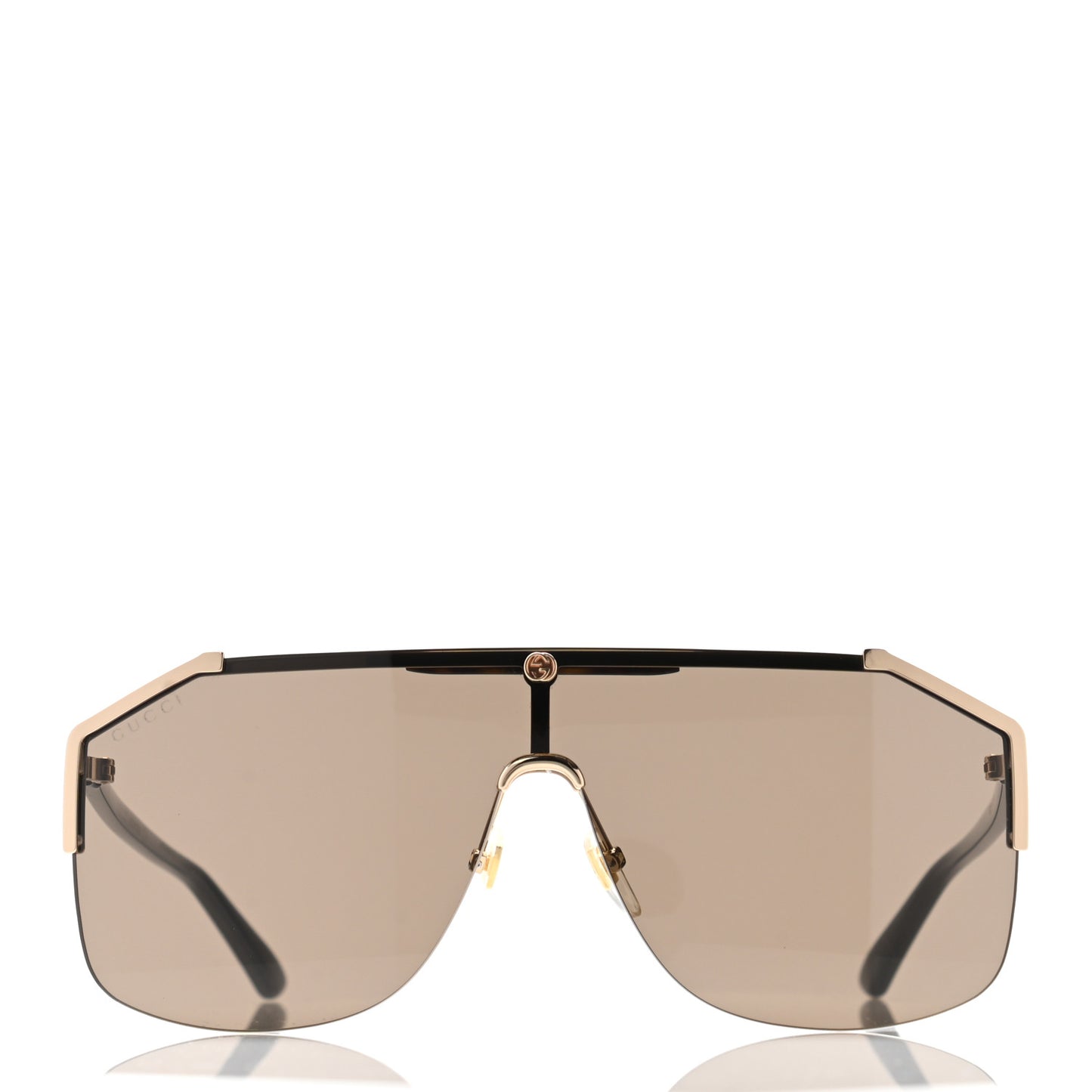 Metal Rimless Square Sunglasses GG0291S Brown Gold