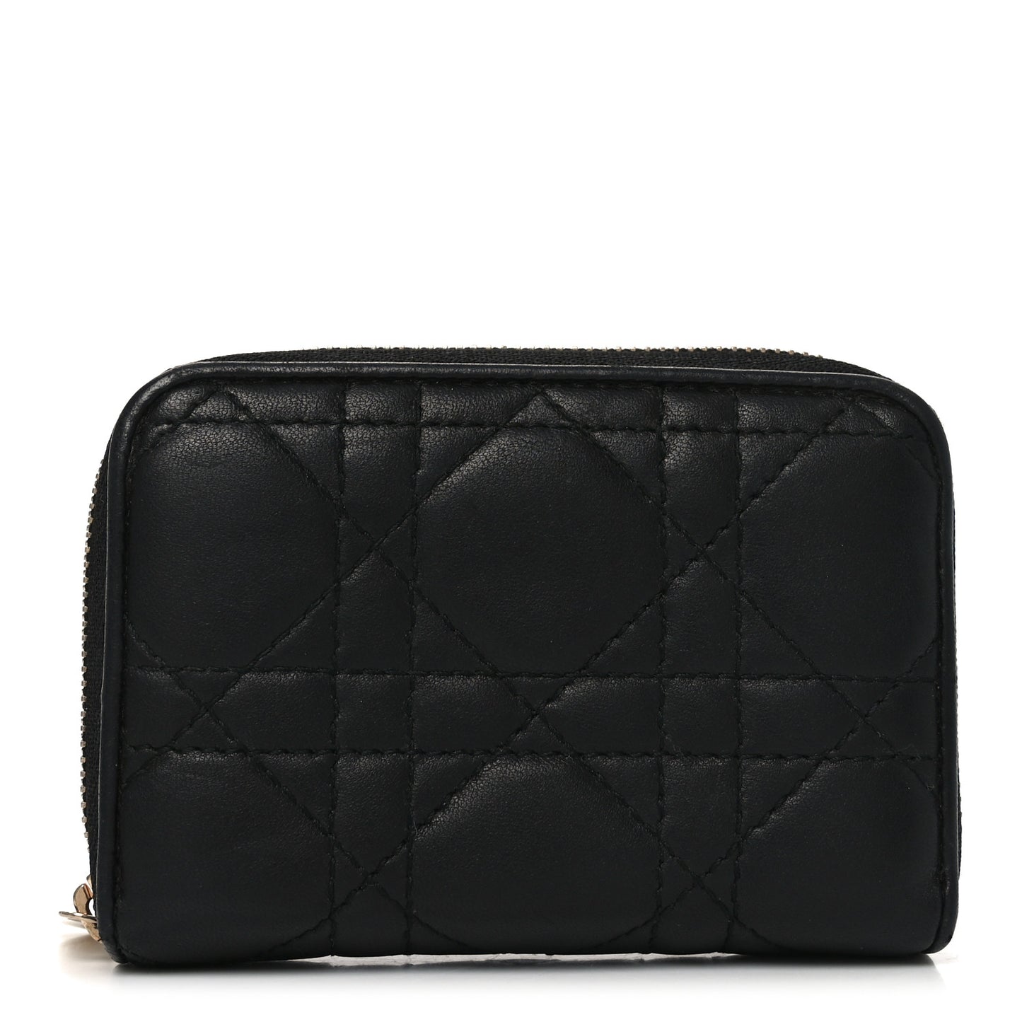 Lambskin Cannage Gusset Card Holder Black