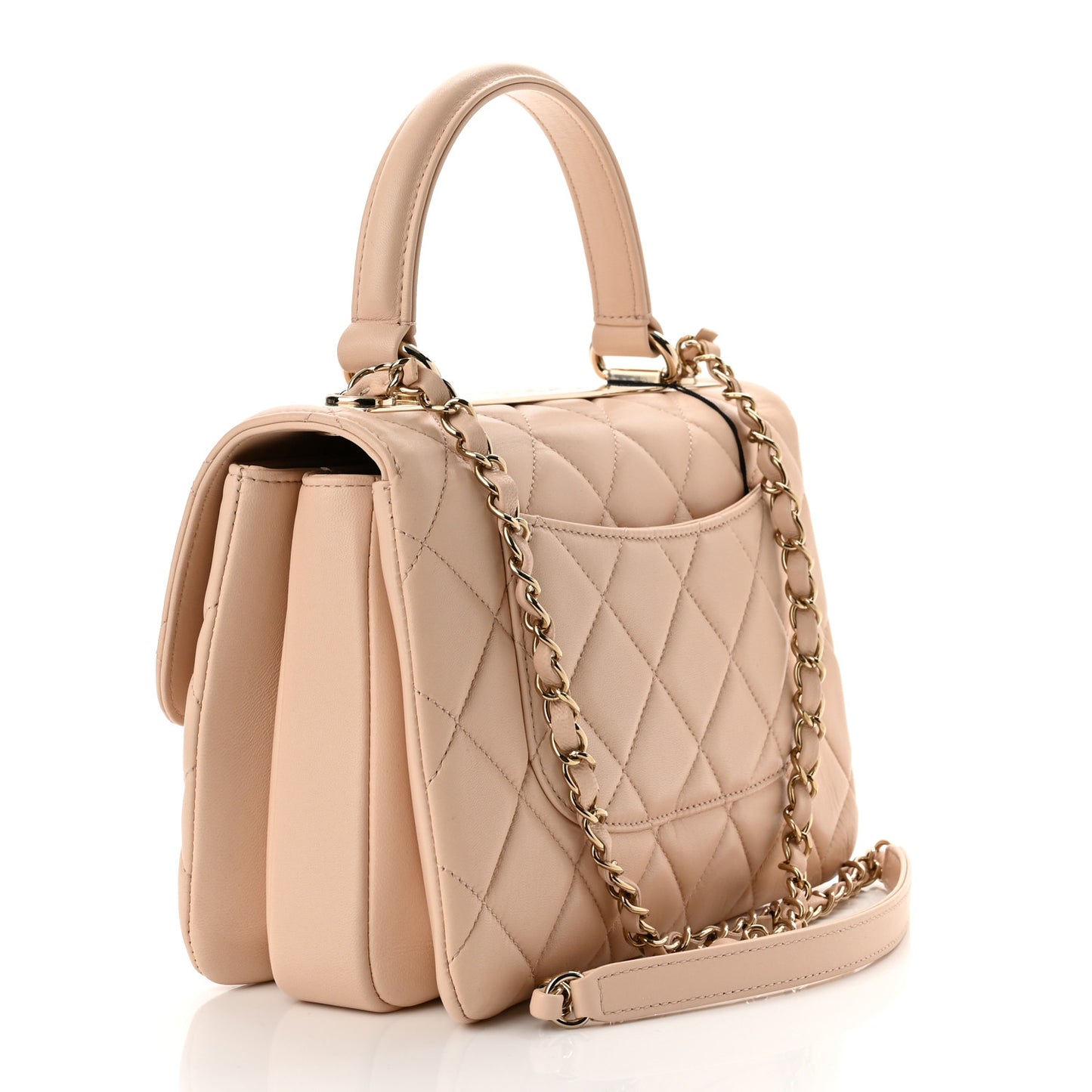 Lambskin Quilted Small Trendy CC Dual Handle Flap Bag Beige
