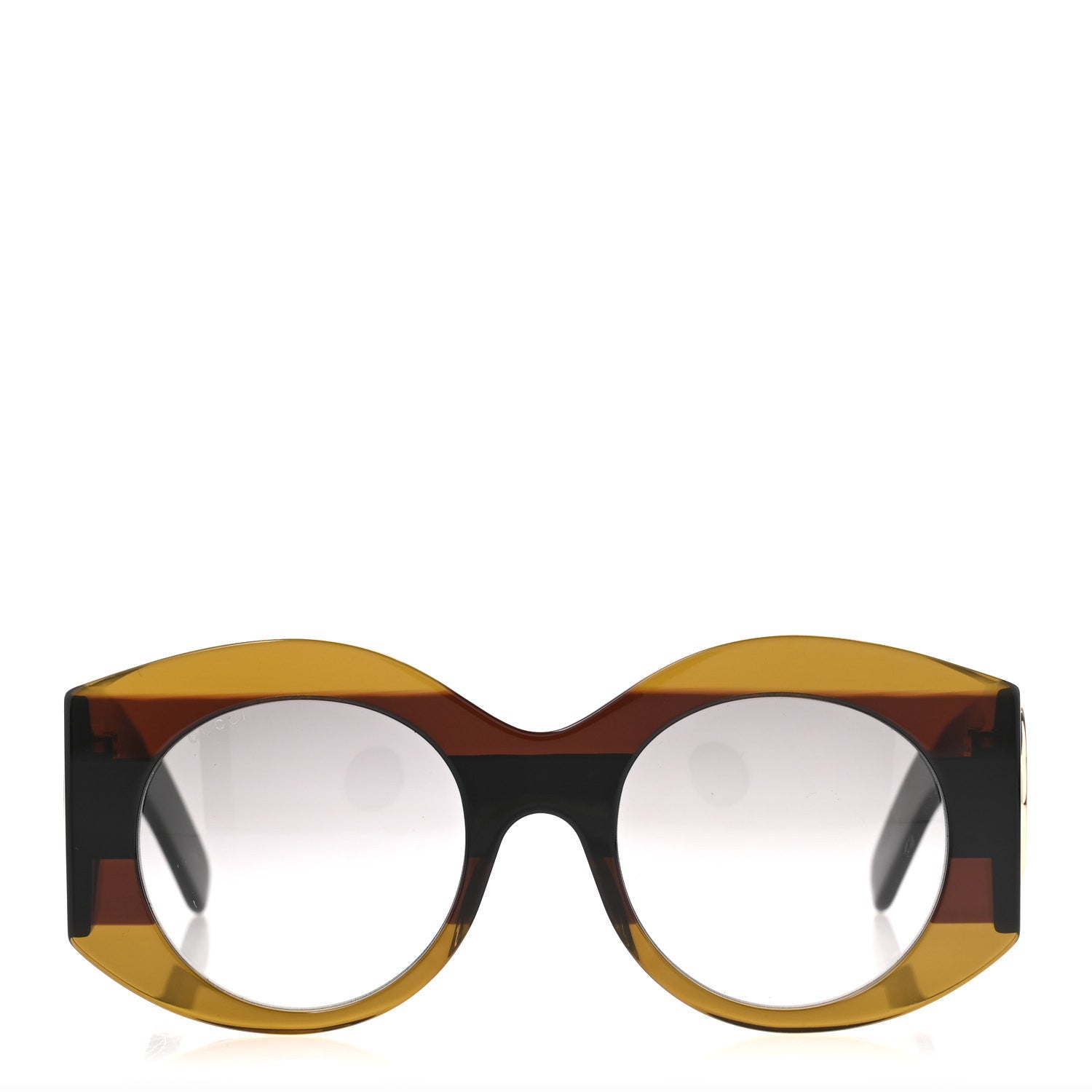 Gucci Acetate Round Frame Sunglasses GG0177S Brown 2 of 8