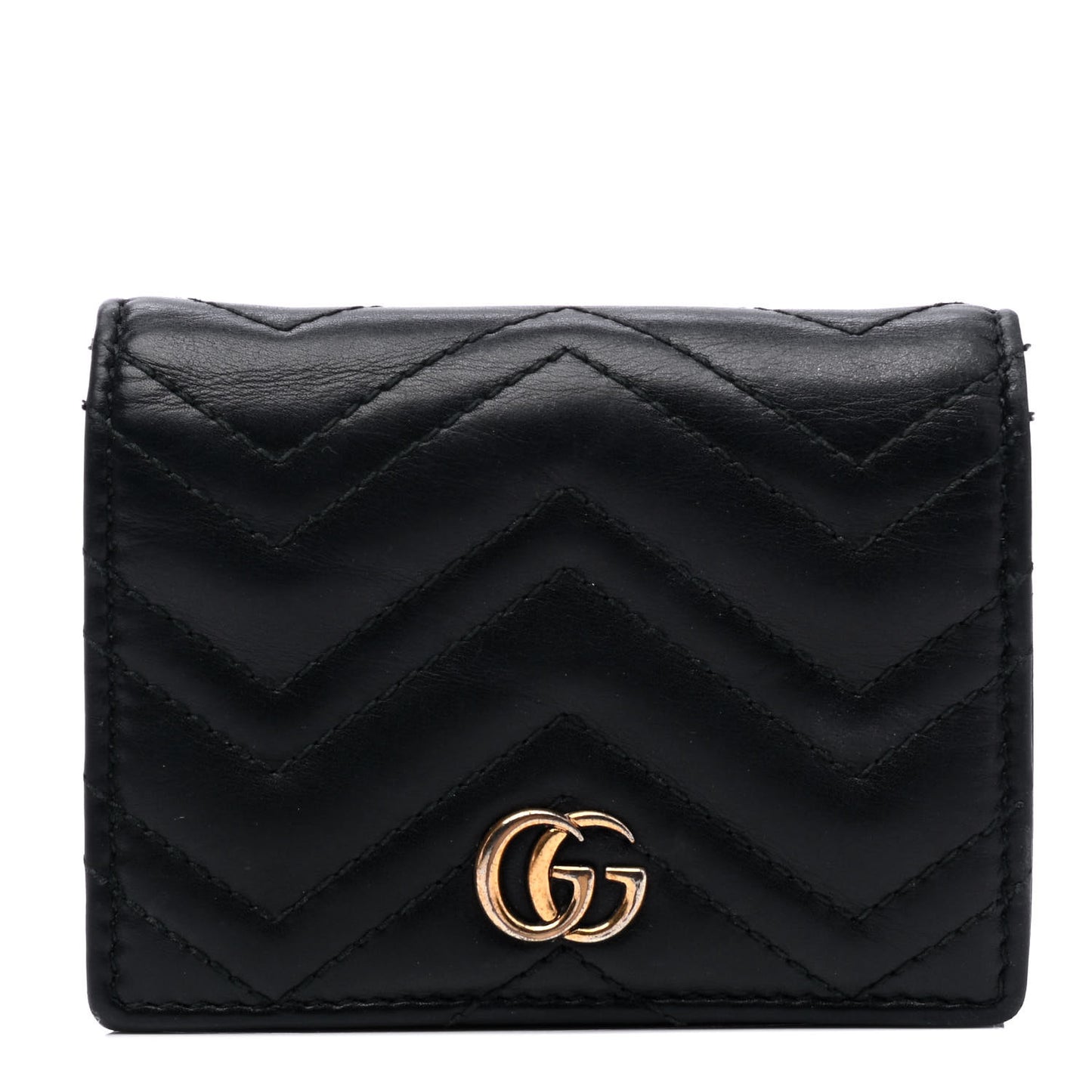 Calfskin Matelasse GG Marmont Card Case Black