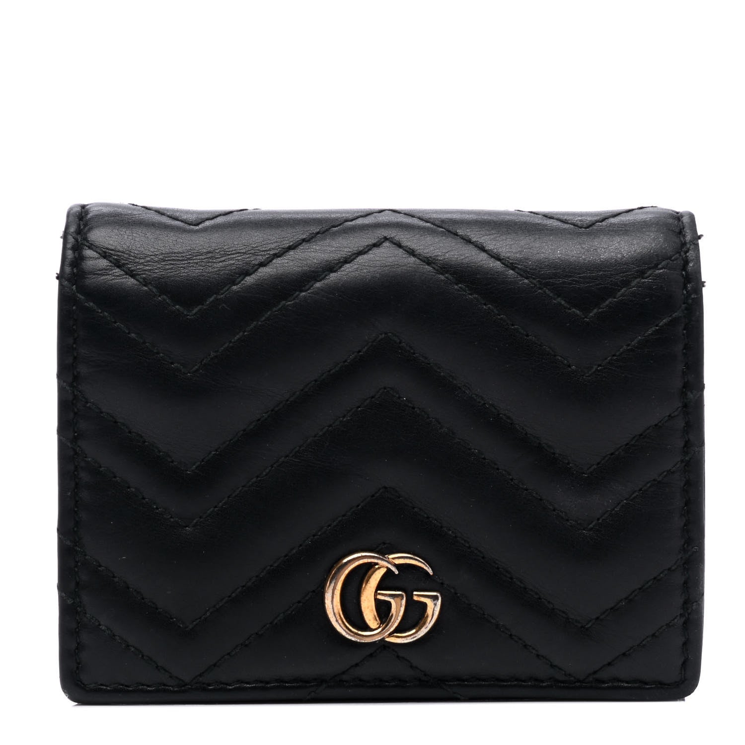 Gucci Calfskin Matelasse GG Marmont Card Case Black 1 of 4
