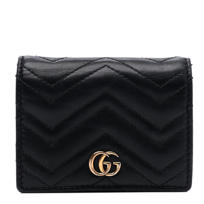 Gucci Calfskin Matelasse GG Marmont Card Case Black 1 of 4