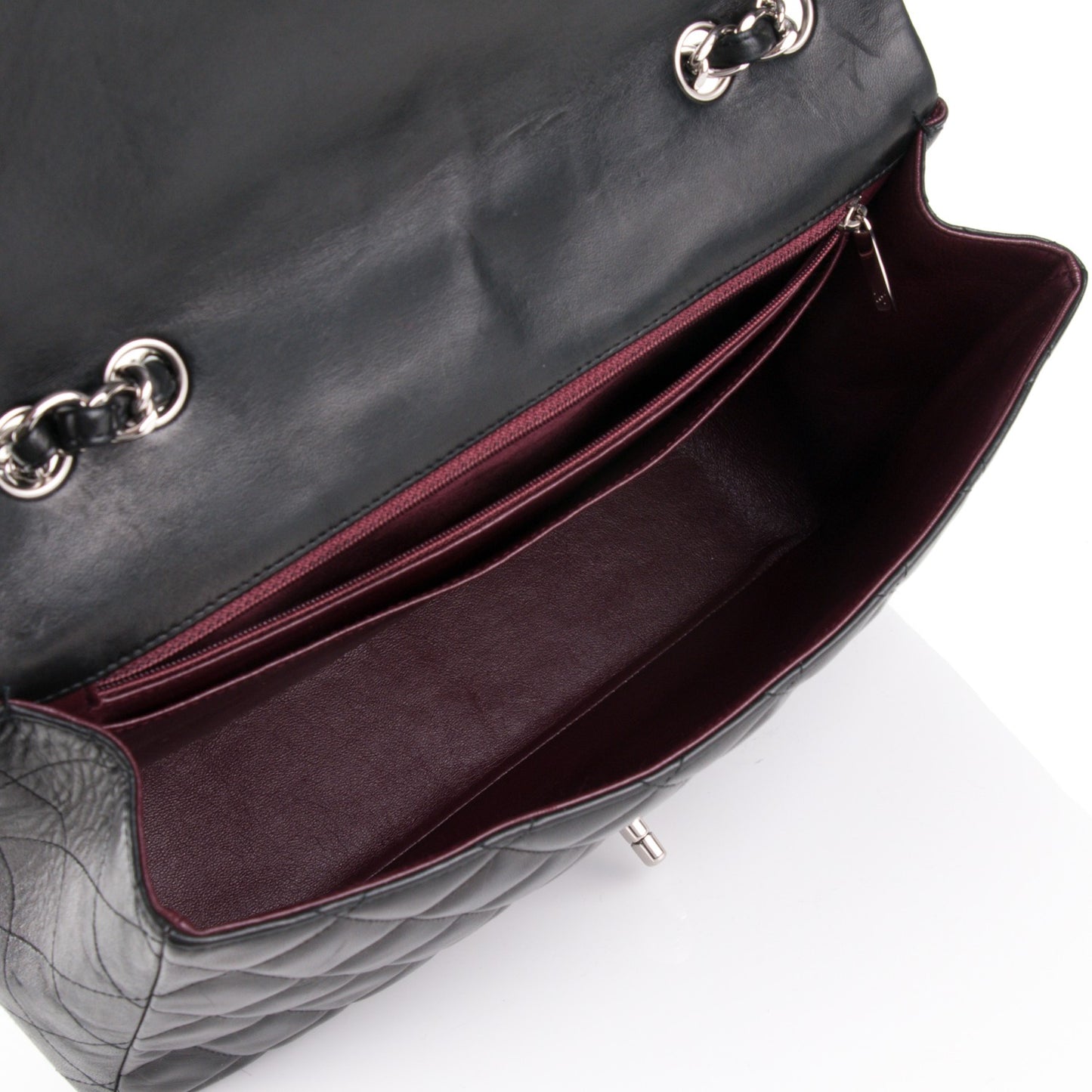 Lambskin Quilted Jumbo Single Flap Black