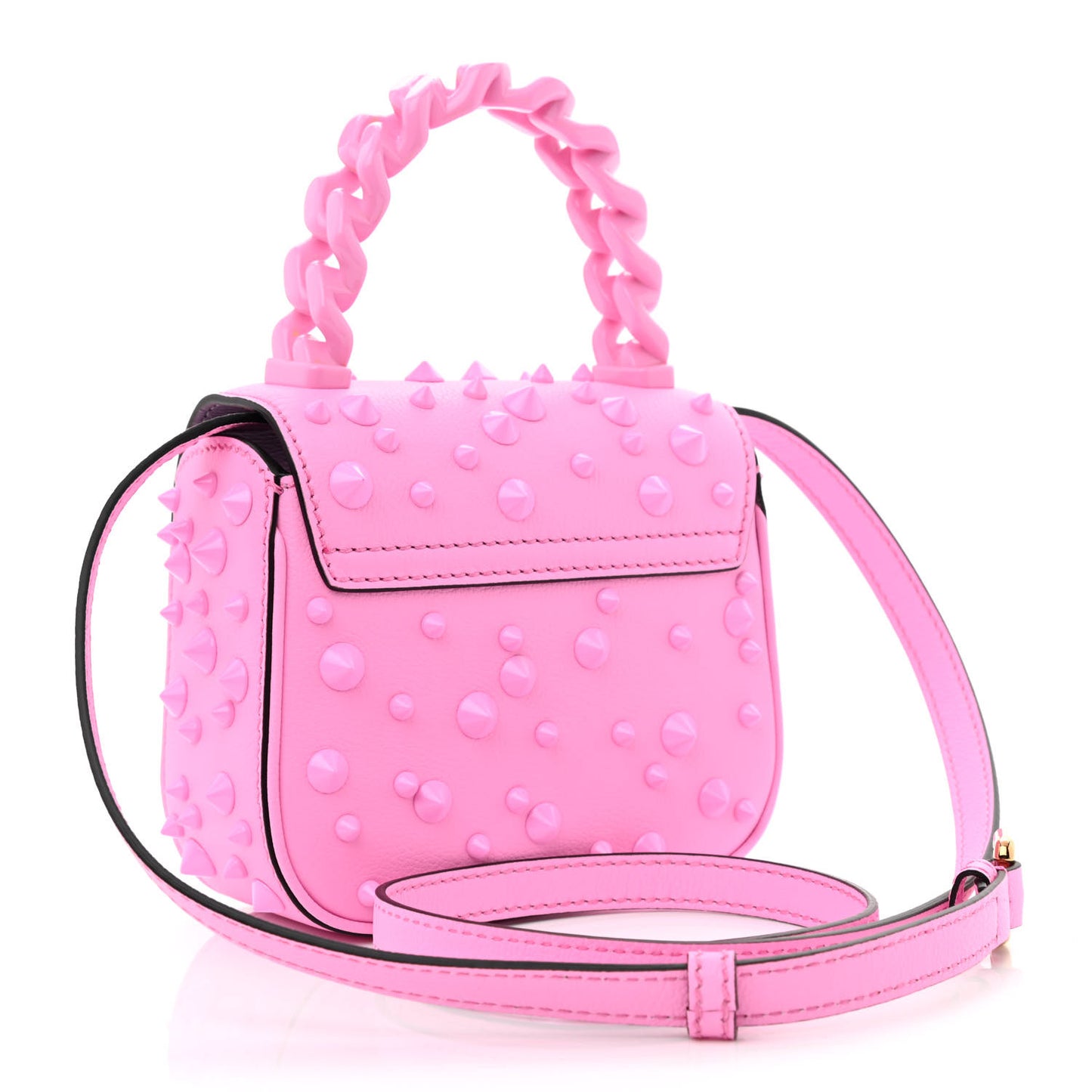 Grained Calfskin Spiked Micro La Medusa Bag Pink Paradise