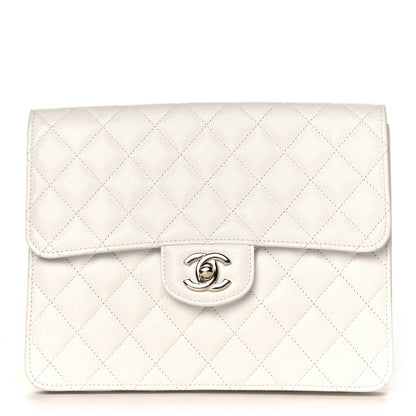 Chanel Caviar Quilted Square Flap Clutch White 2 of 8