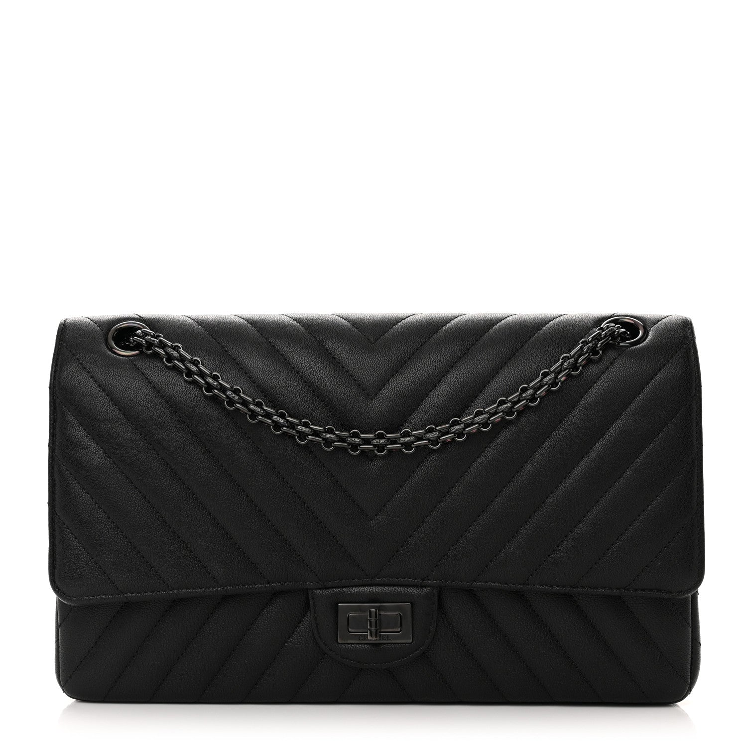 Chanel Sheepskin Chevron Quilted 2.55 Reissue 226 Flap So Black 1 of 13