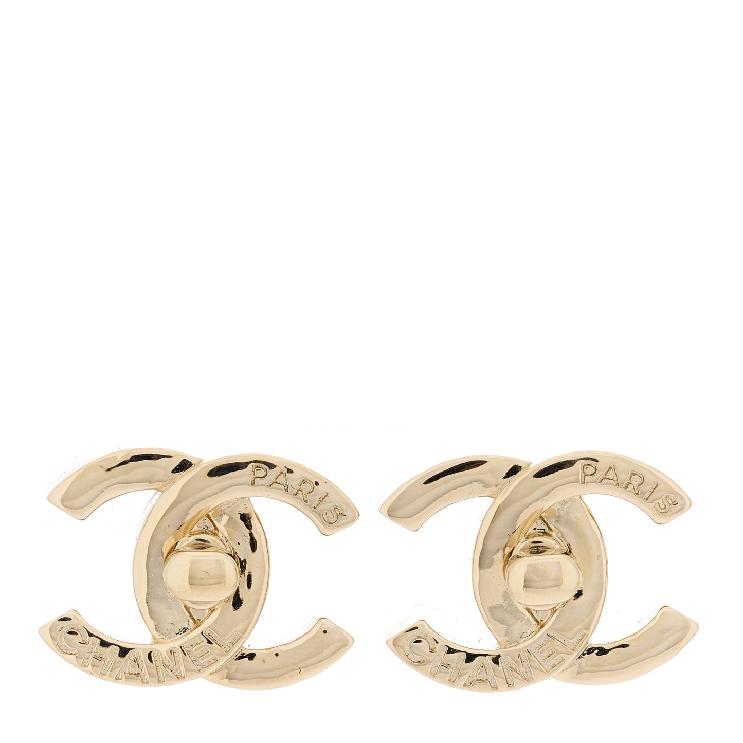 Metal Logo CC Turnlock Earrings Gold