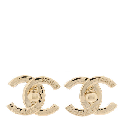 Chanel Metal Logo CC Turnlock Earrings Gold 1 of 5