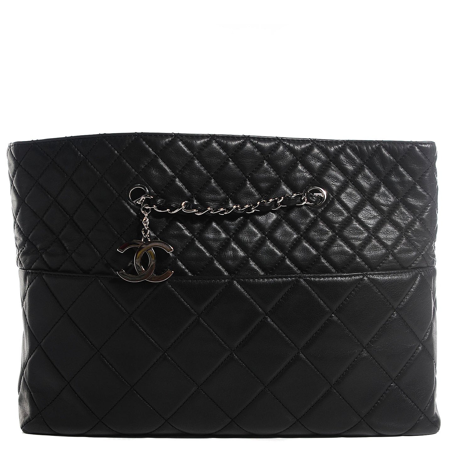 Calfskin Quilted Large In the Business Tote Black