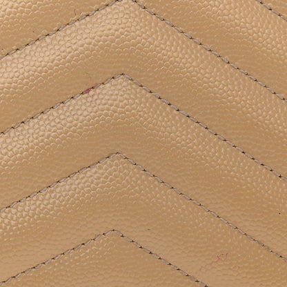 Saint Laurent Grain De Poudre Matelasse Chevron Monogram Chain Wallet Dark Beige 16 of 19