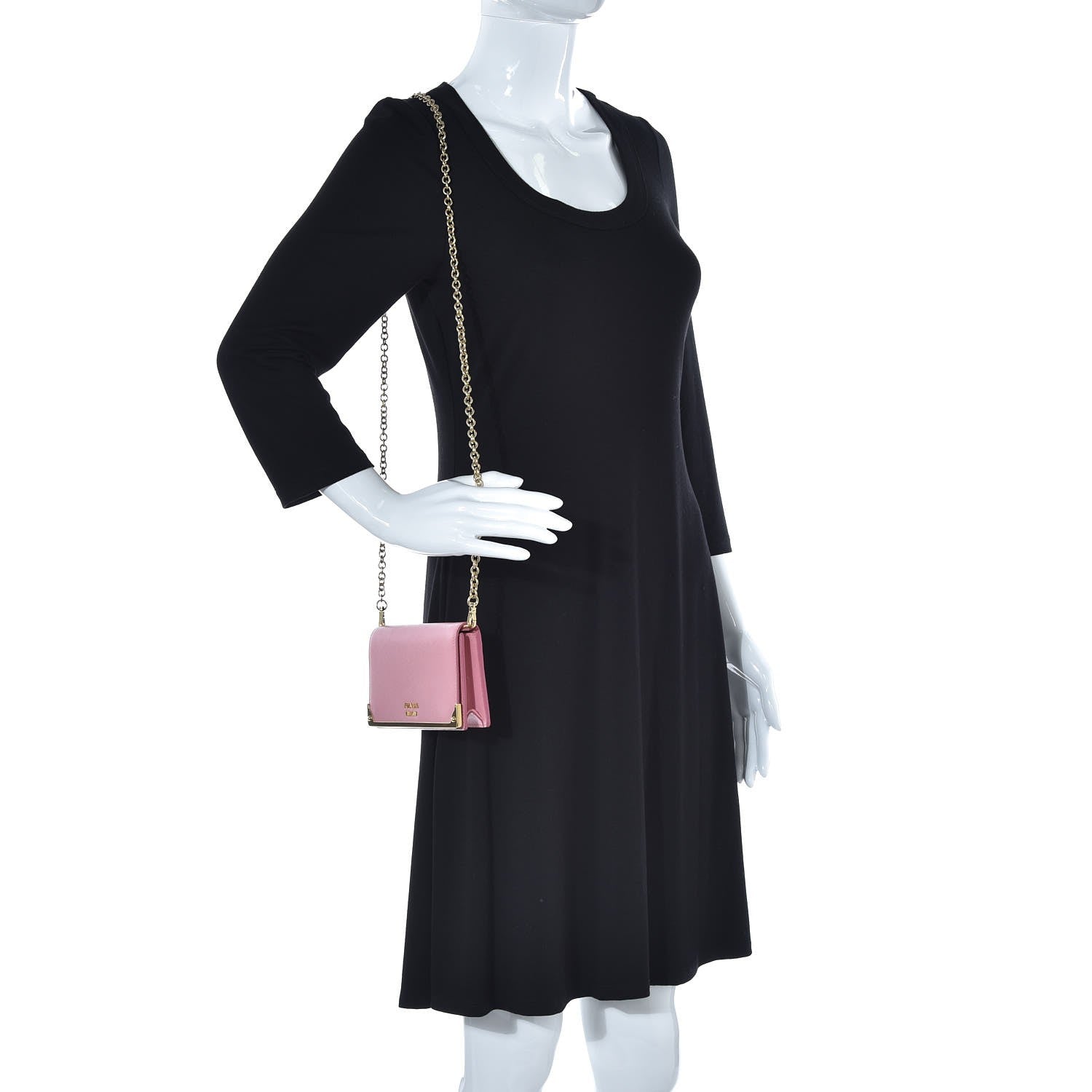 Prada Saffiano Cahier Chain Wallet Petalo 3 of 9