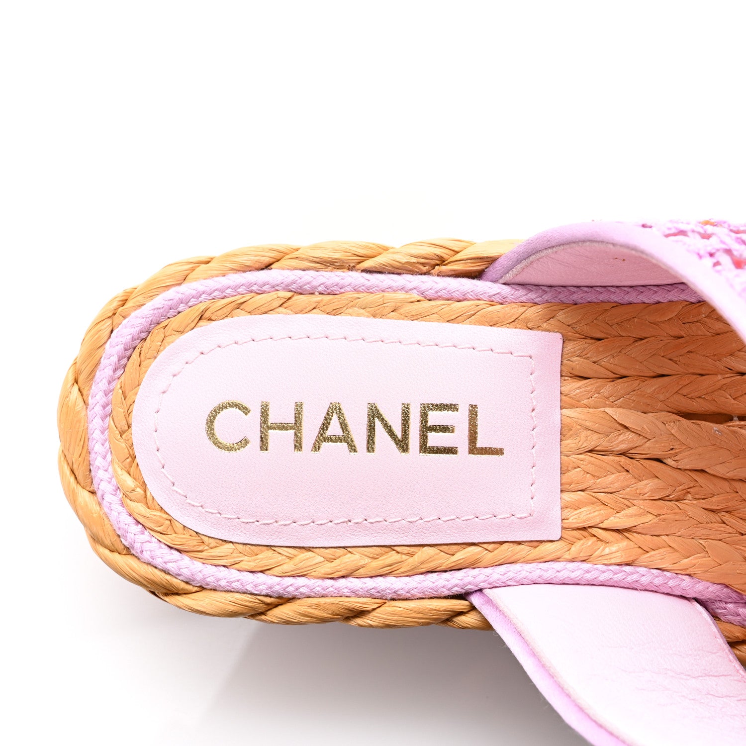 Chanel Tweed Mesh Satin CC Thong Sandals 38.5 Light Purple Pink Red 6 of 9