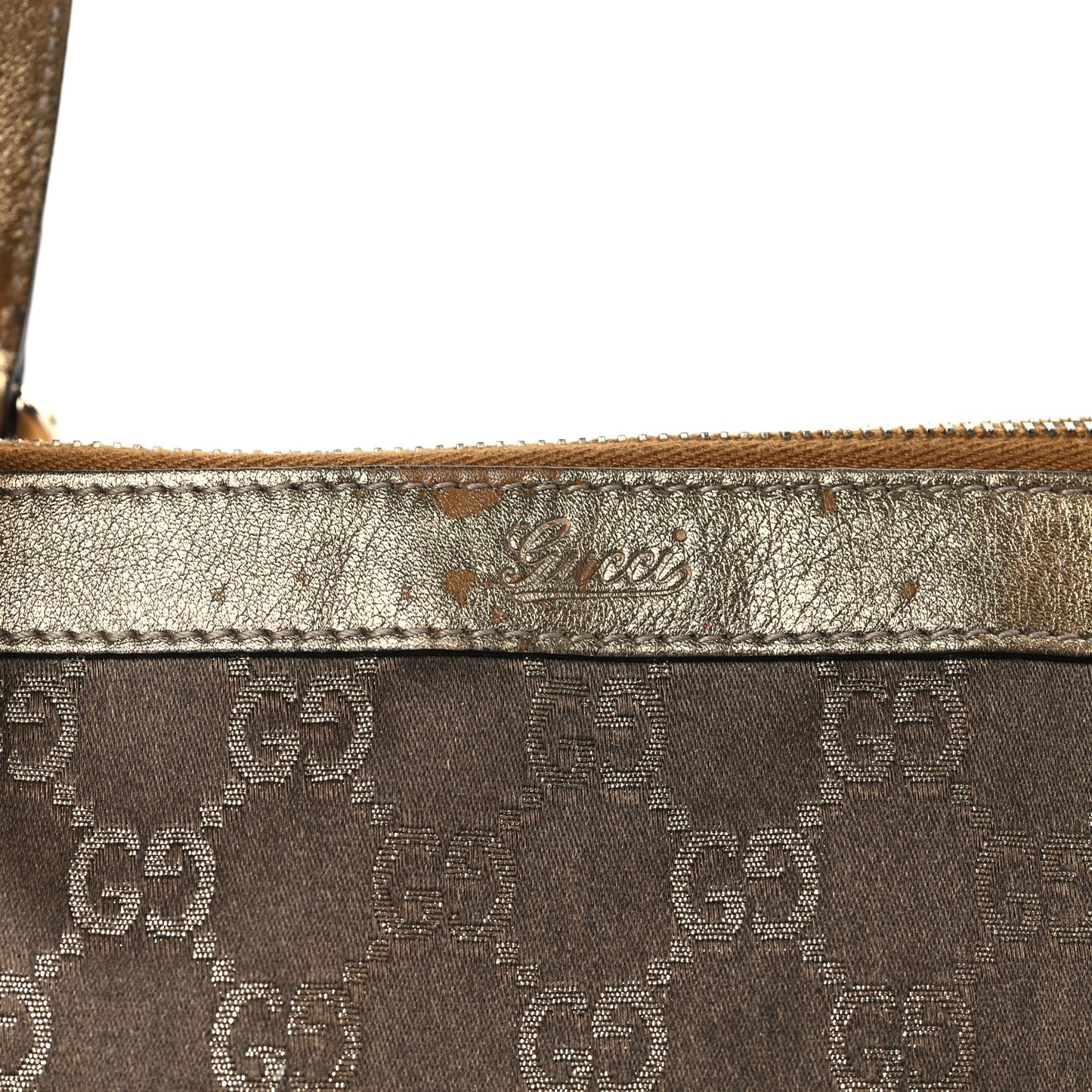 Satin Monogram Medium Abbey Tote Metallic Bronze