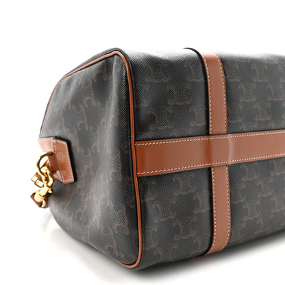 Celine Triomphe Canvas Calfskin Boston Bag Tan 9 of 10