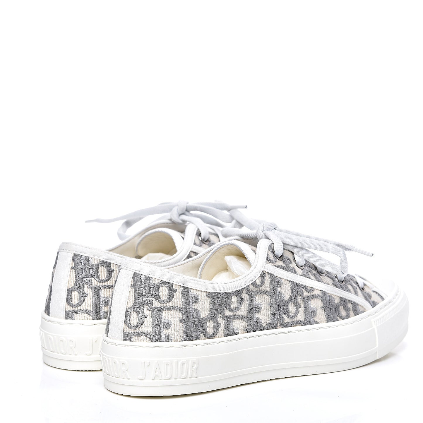 Canvas Oblique Walk'N'Dior Low Top Sneakers 37.5 Grey Stone
