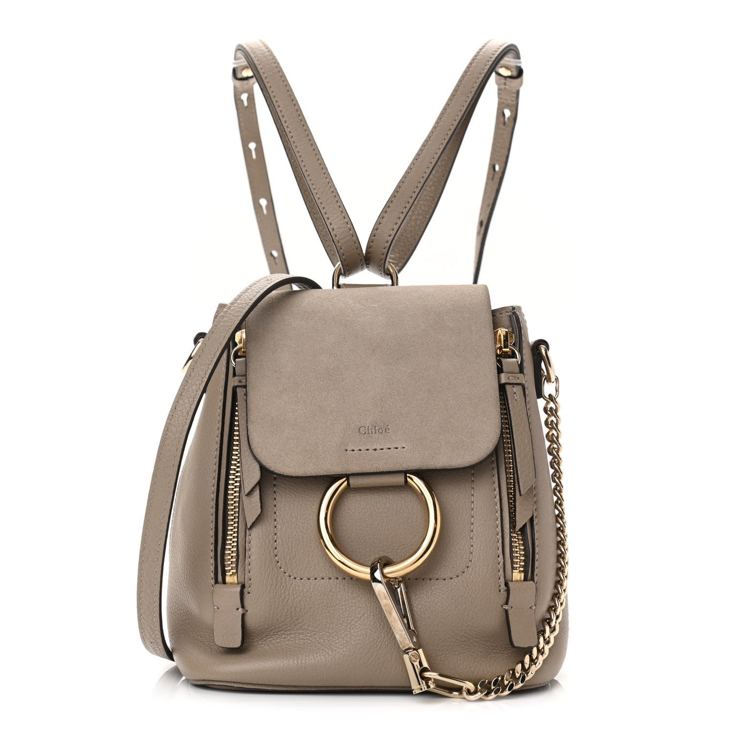 Suede Calfskin Mini Faye Backpack Motty Grey