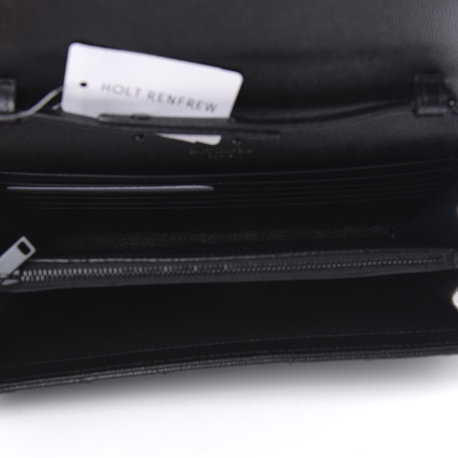 Saint Laurent Grain De Poudre Matelasse Chevron Monogram Chain Wallet Black 5 of 9