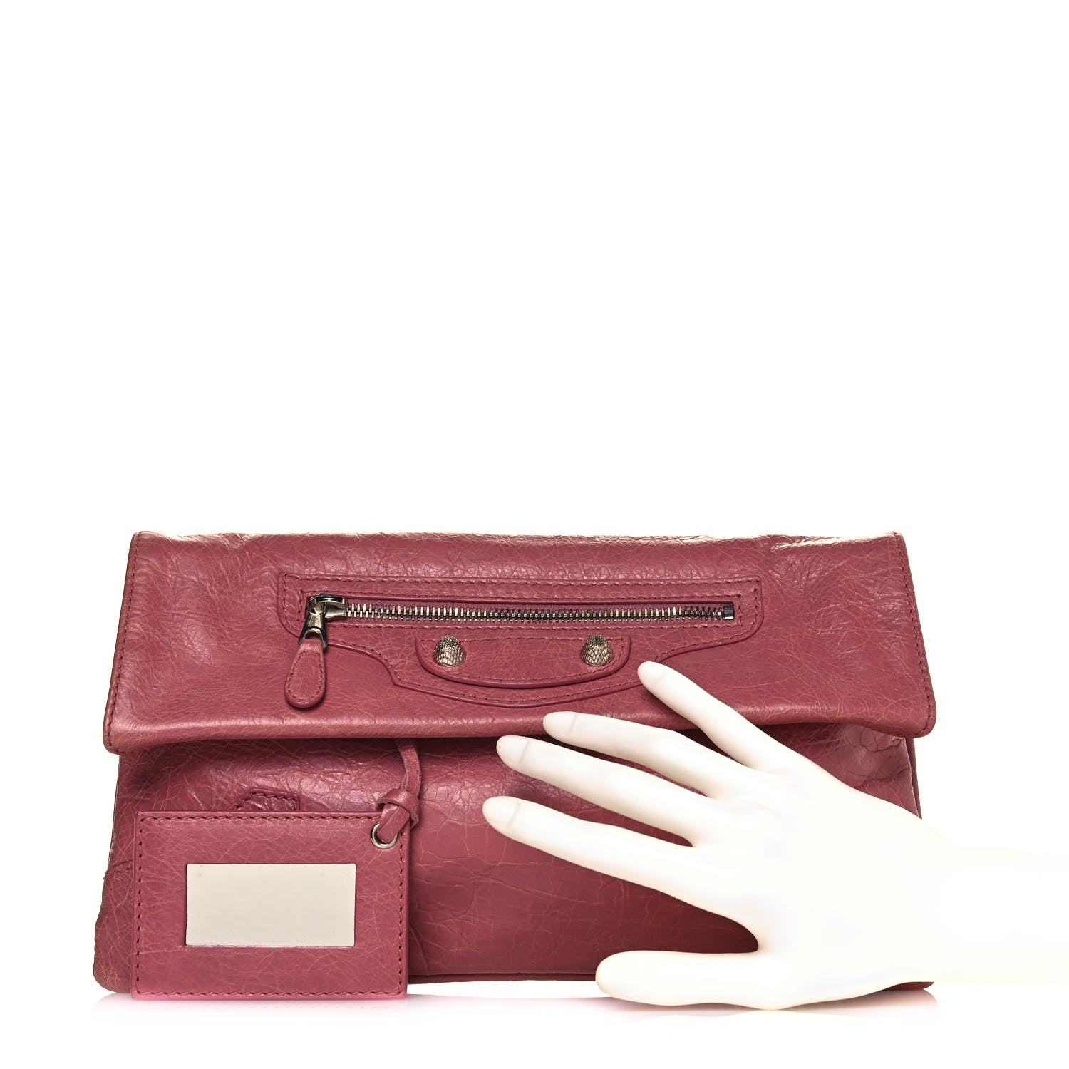Balenciaga Agneau Giant 12 Silver Hardware Envelope Clutch Rose Bruyere 2 of 9