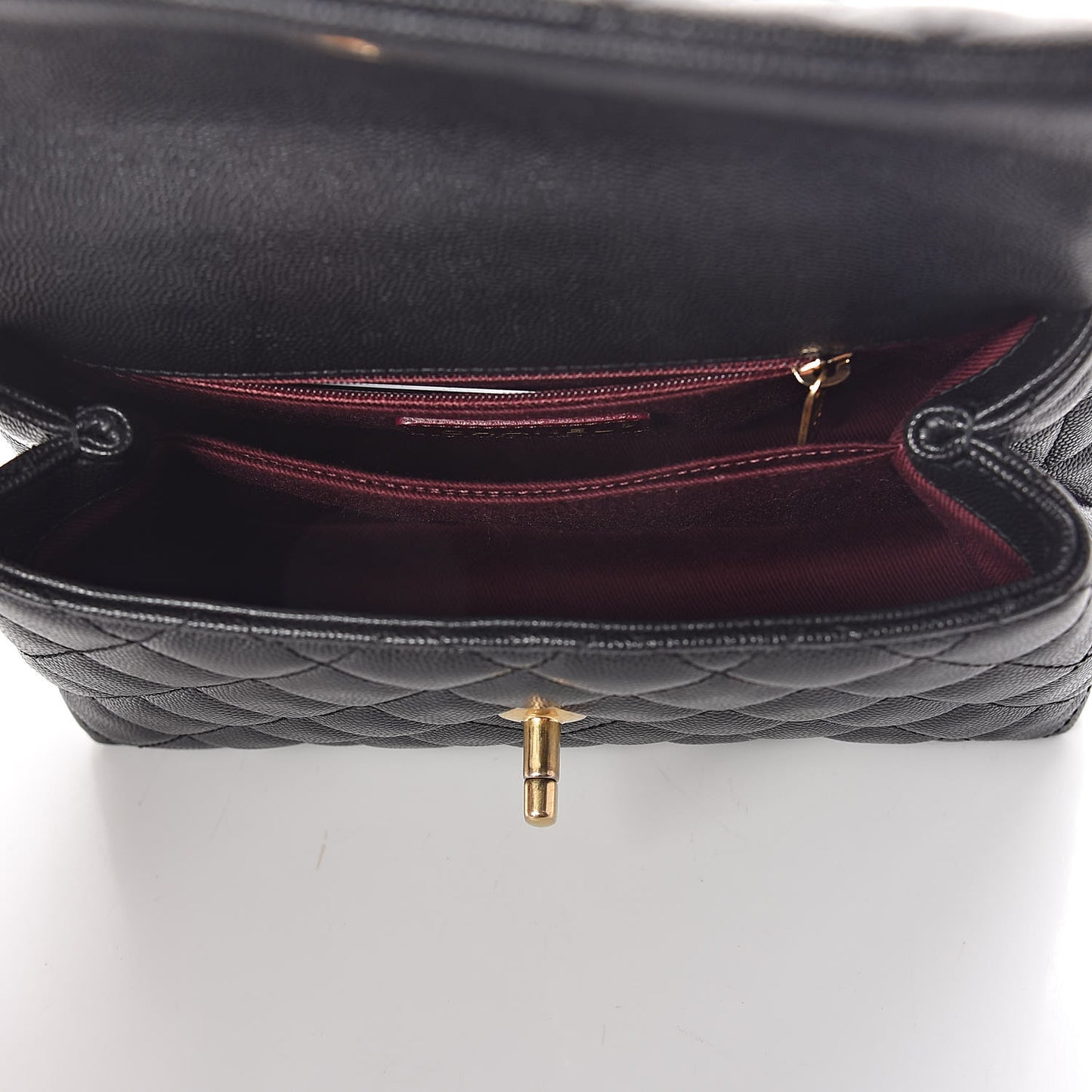Caviar Quilted Mini Coco Handle Flap Black