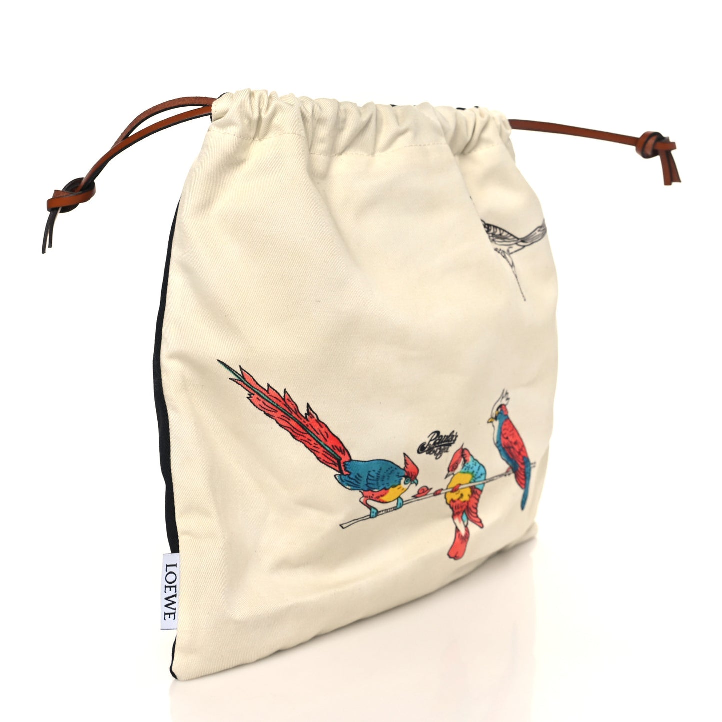 Canvas Parrot Paula's Ibiza Drawstring Pouch Black Ecru