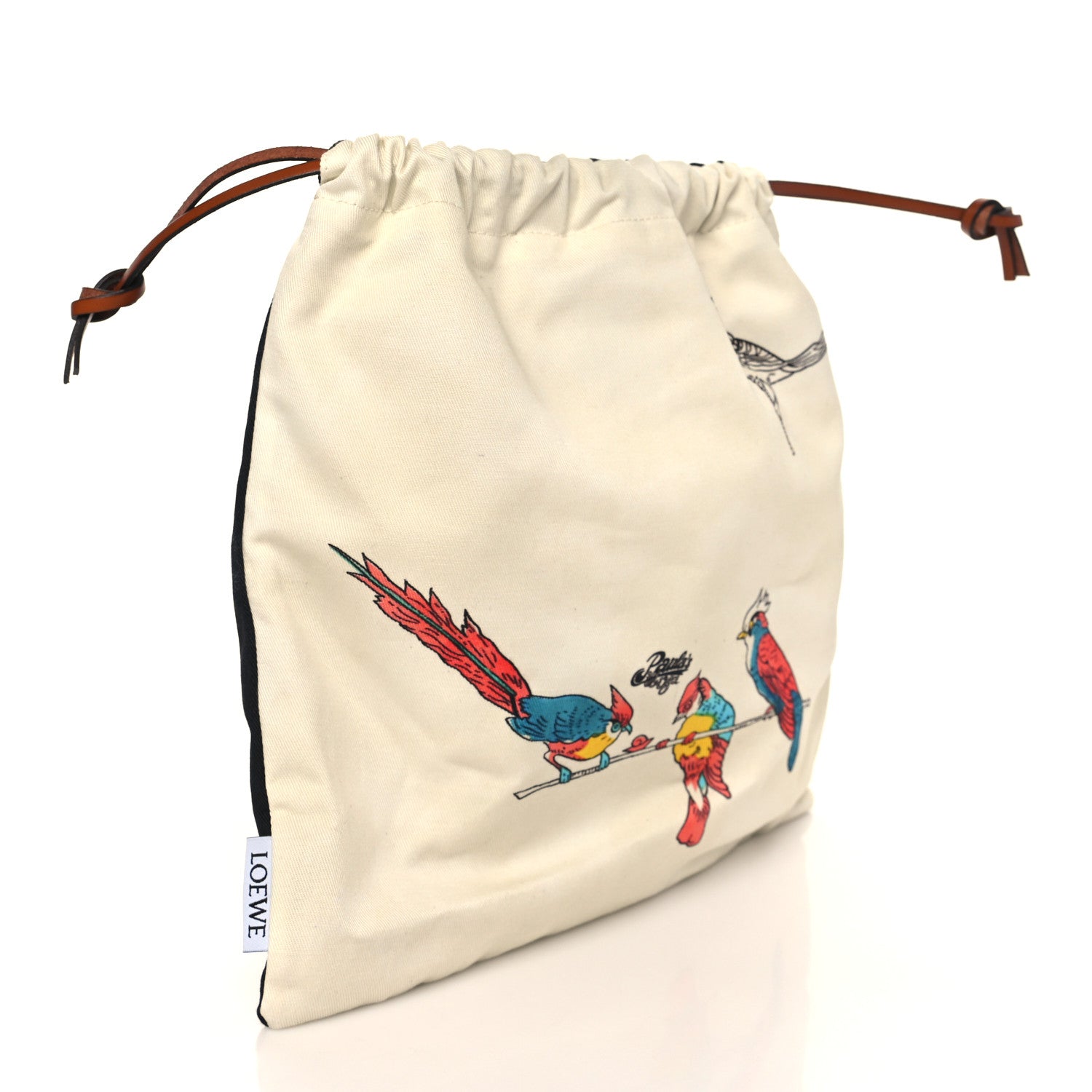 Loewe Canvas Parrot Paula's Ibiza Drawstring Pouch Black Ecru 3 of 6
