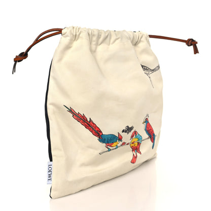 Loewe Canvas Parrot Paula's Ibiza Drawstring Pouch Black Ecru 3 of 6