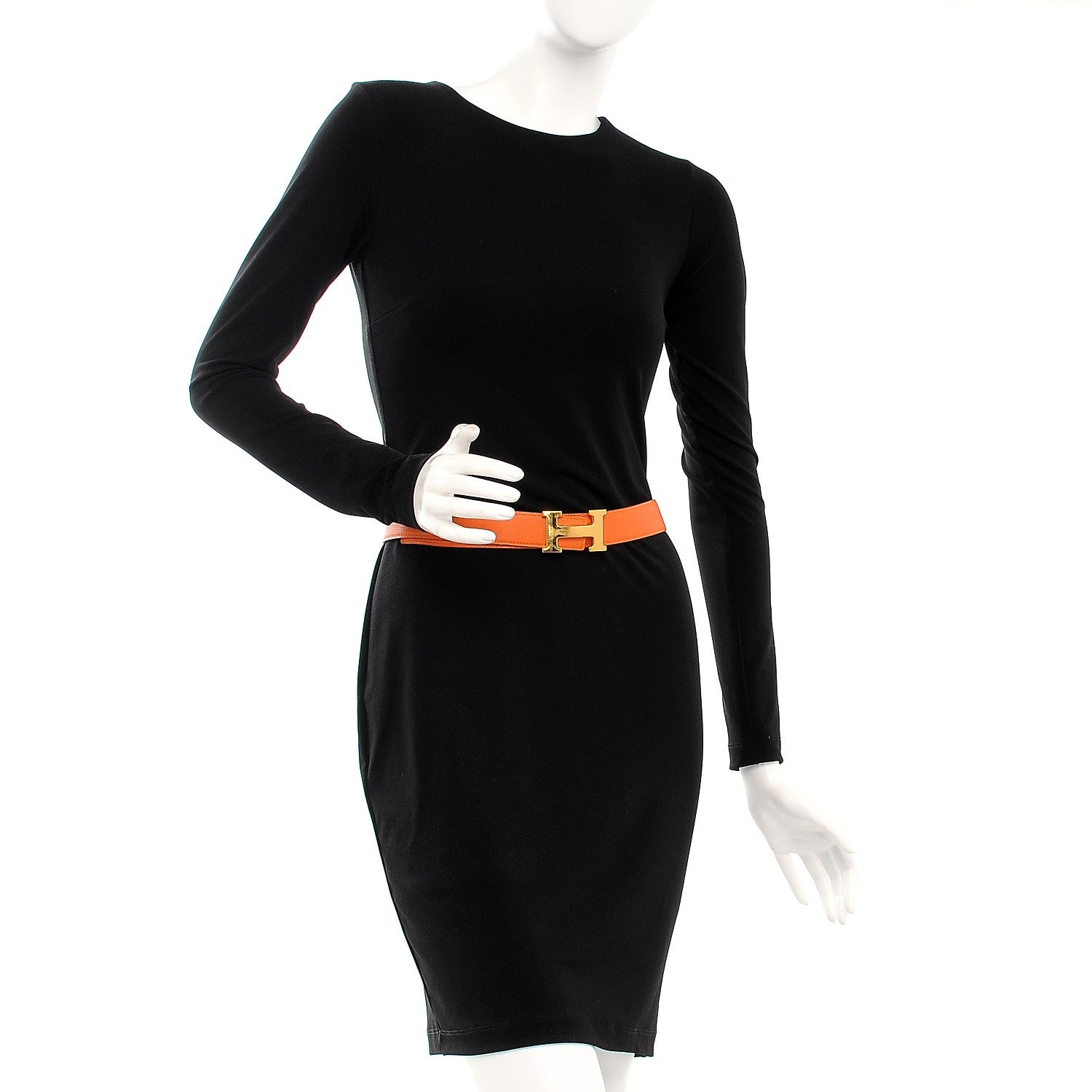 Hermes Box Togo 32mm H Belt 80 Black Orange 2 of 6