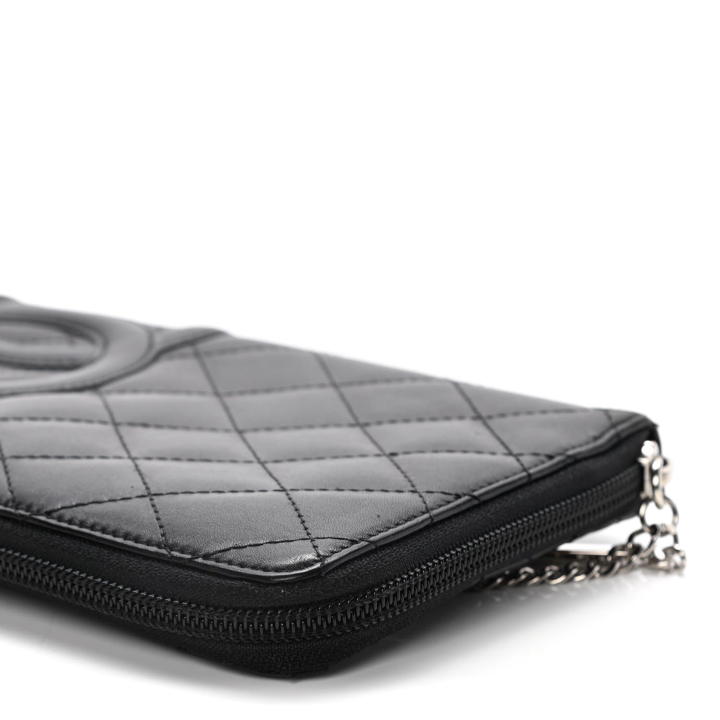 Calfskin Cambon Zip Around Organizer Wallet Black