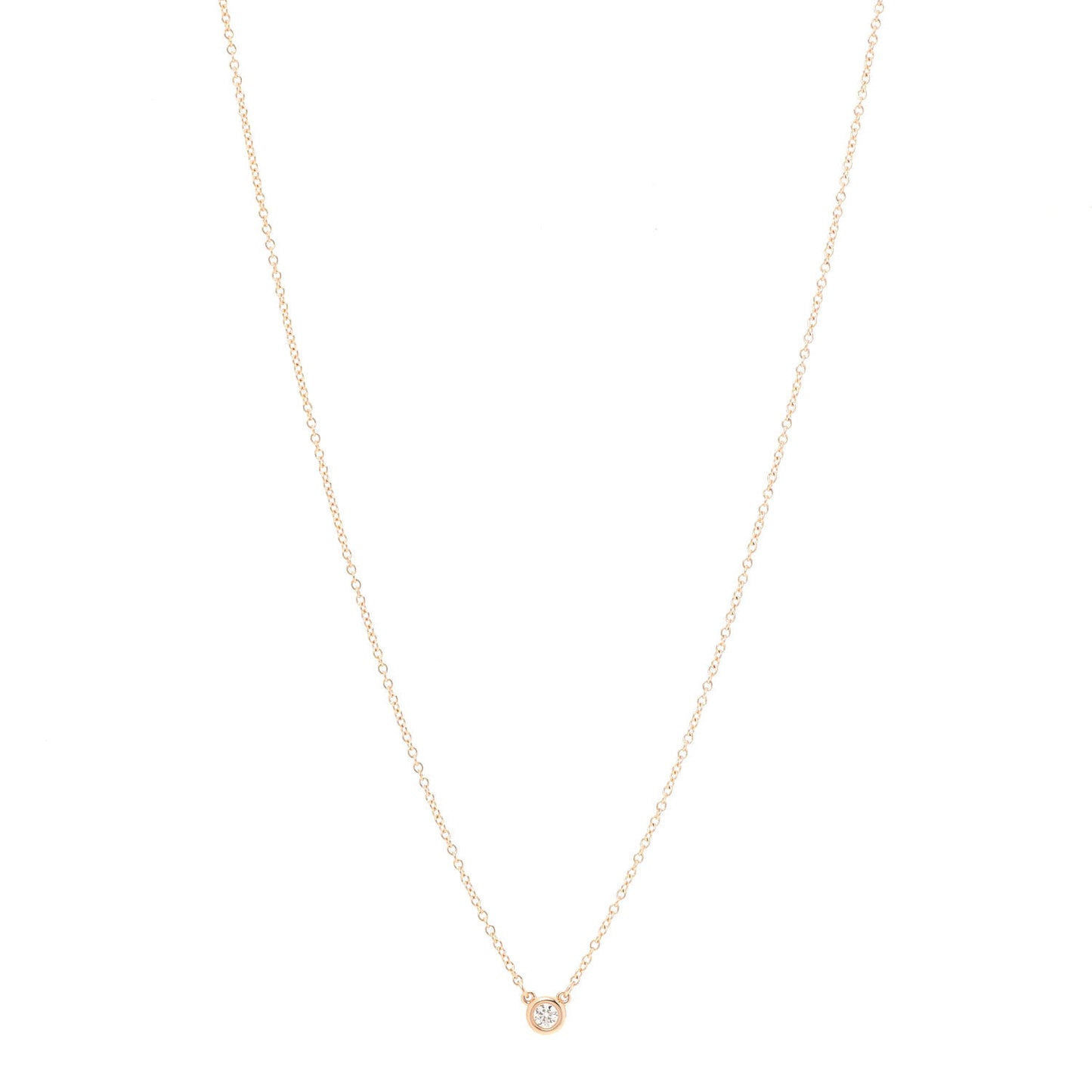 18K Rose Gold Diamond .07ct Elsa Peretti Diamonds by the Yard Pendant Necklace
